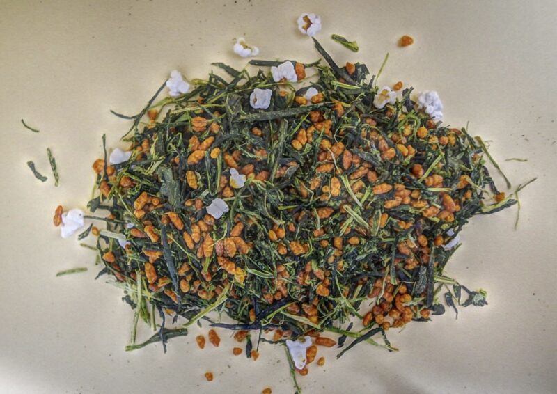 Te verde Genmaicha in primo piano